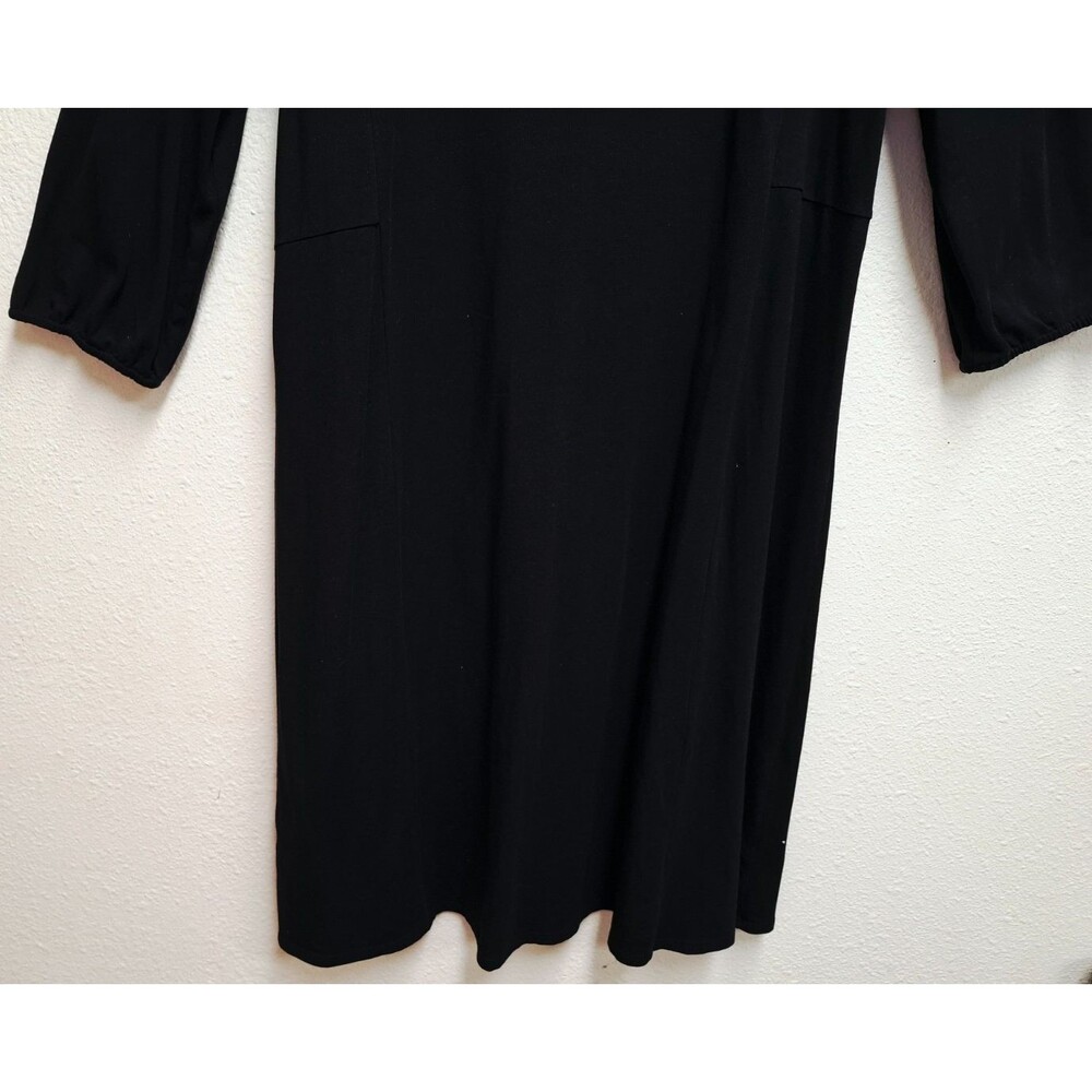 J.Jill Black Cotton Blend Button Up 3/4 Sleeve Midi Dress Medium Tall - Picture 9 of 12